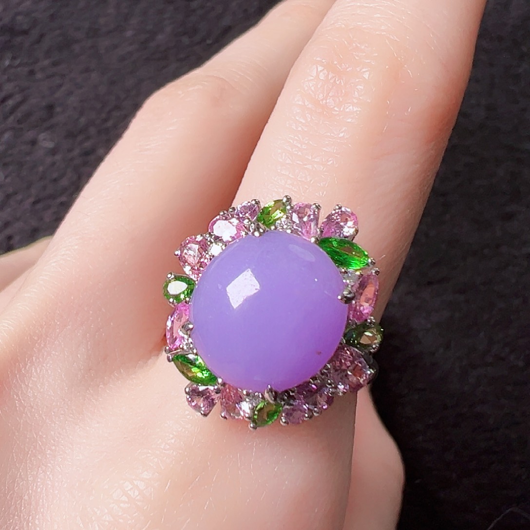 翡翠戒指18K金镶嵌A****冰签收后24小时鉴赏期