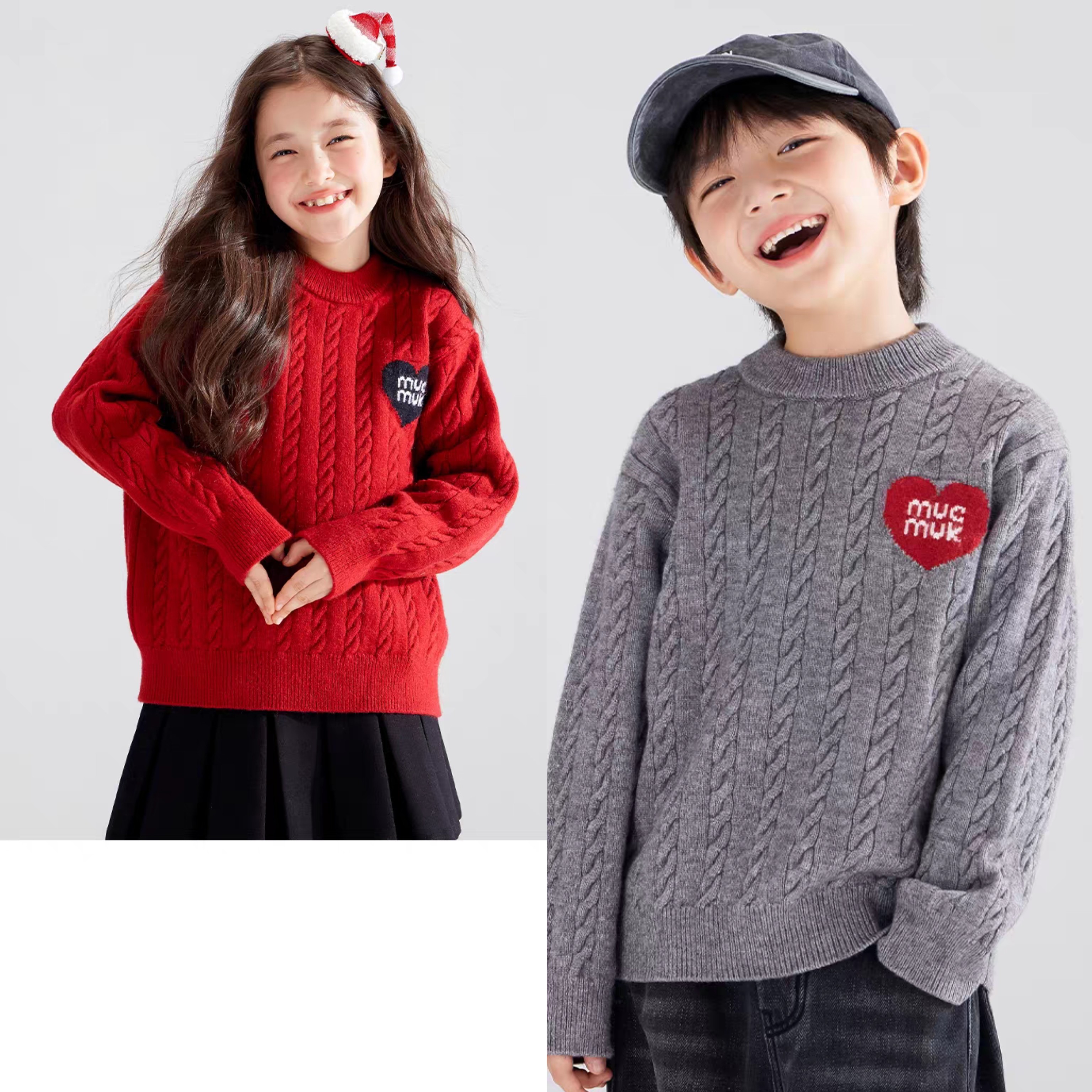 儿童红色毛衣新年服女童内搭上衣本命年中大童加厚秋冬款圣诞服