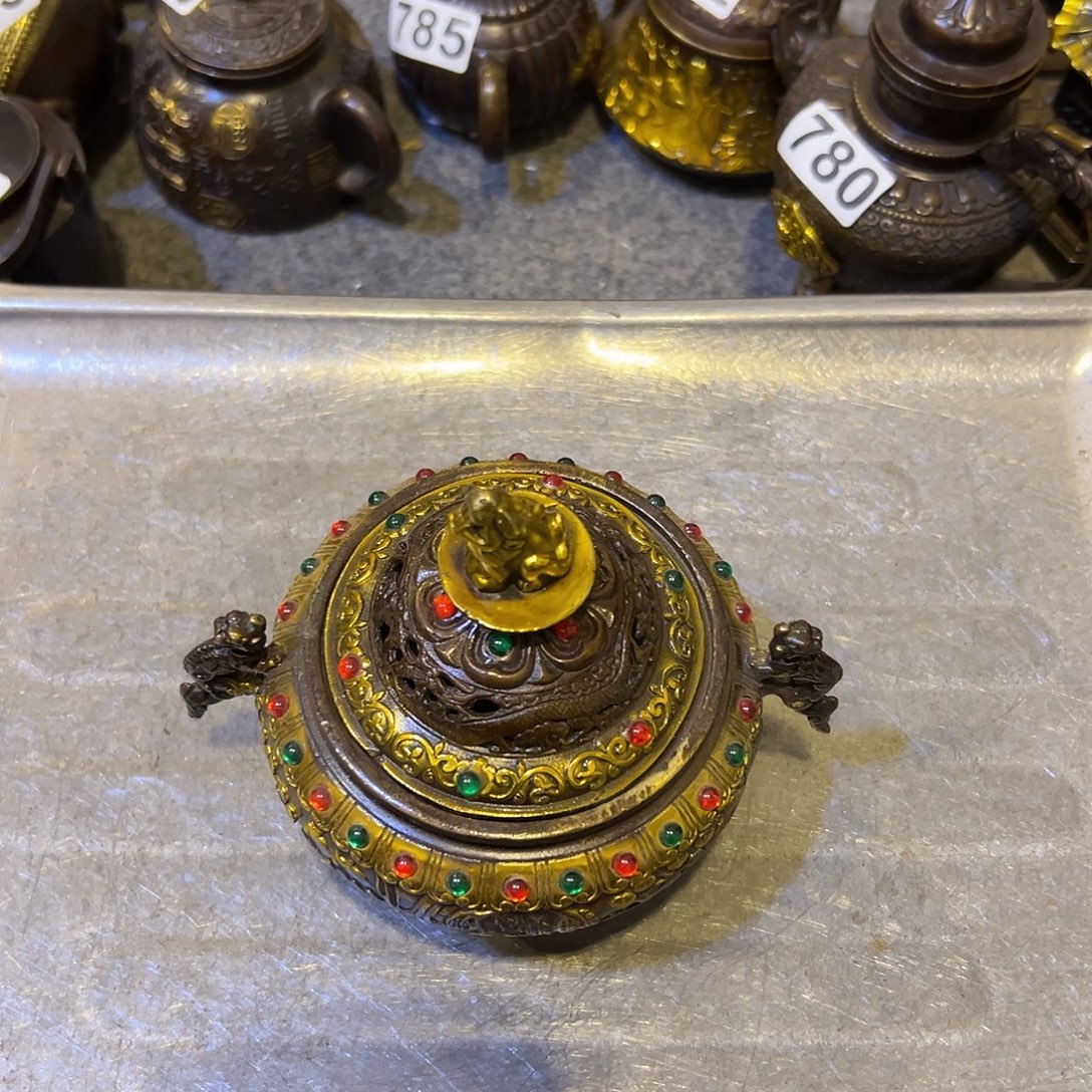 西***狼黄铜摆件，文房摆件