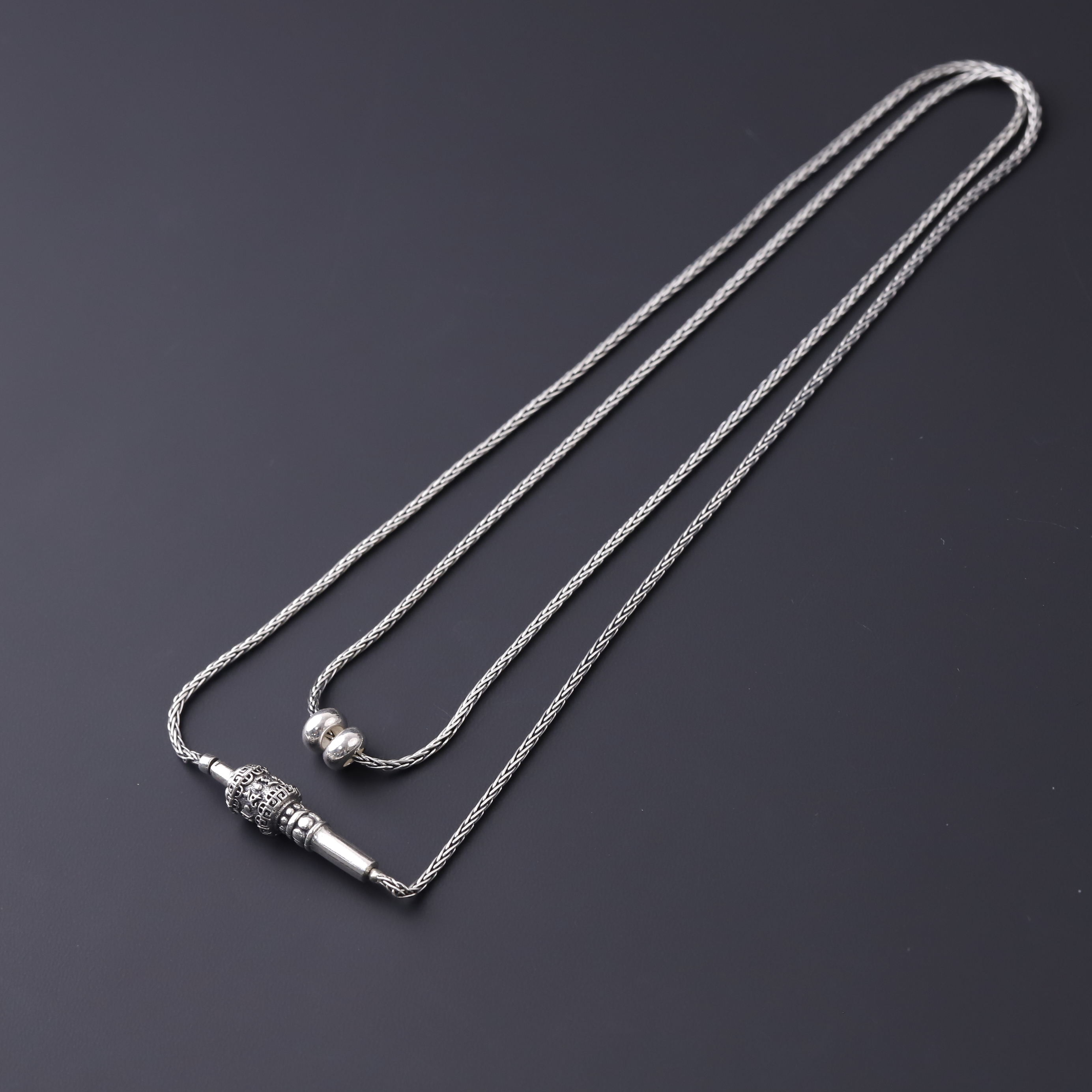 925银银制品 S9243 银天珠链银饰银制品文玩配饰项链长链子