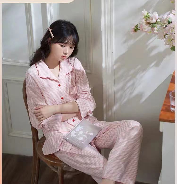 主播同款睡衣女秋冬款简约套头长袖长裤家居服两件套装-B572-B573