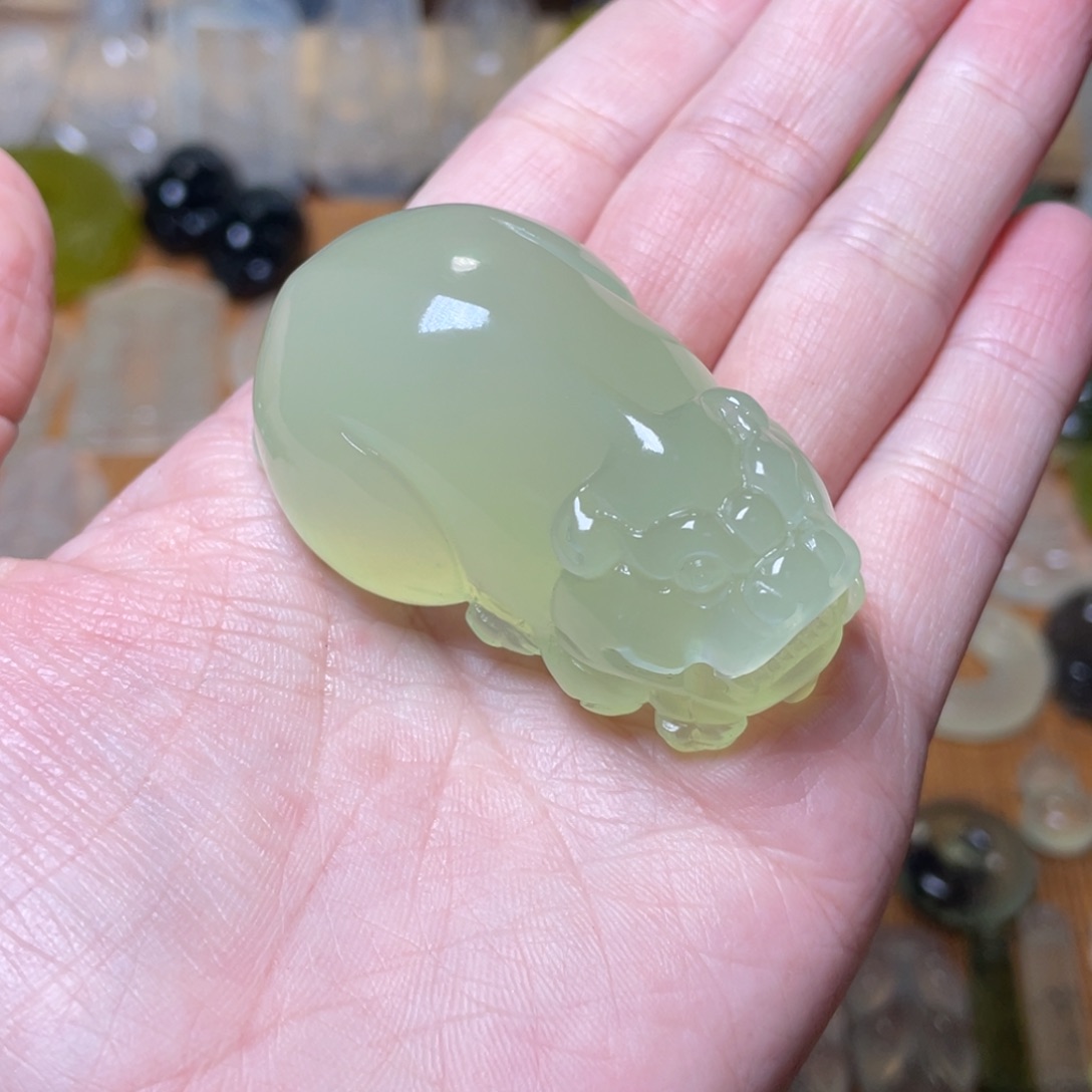 蛇纹石玉手把件未镶嵌@****?