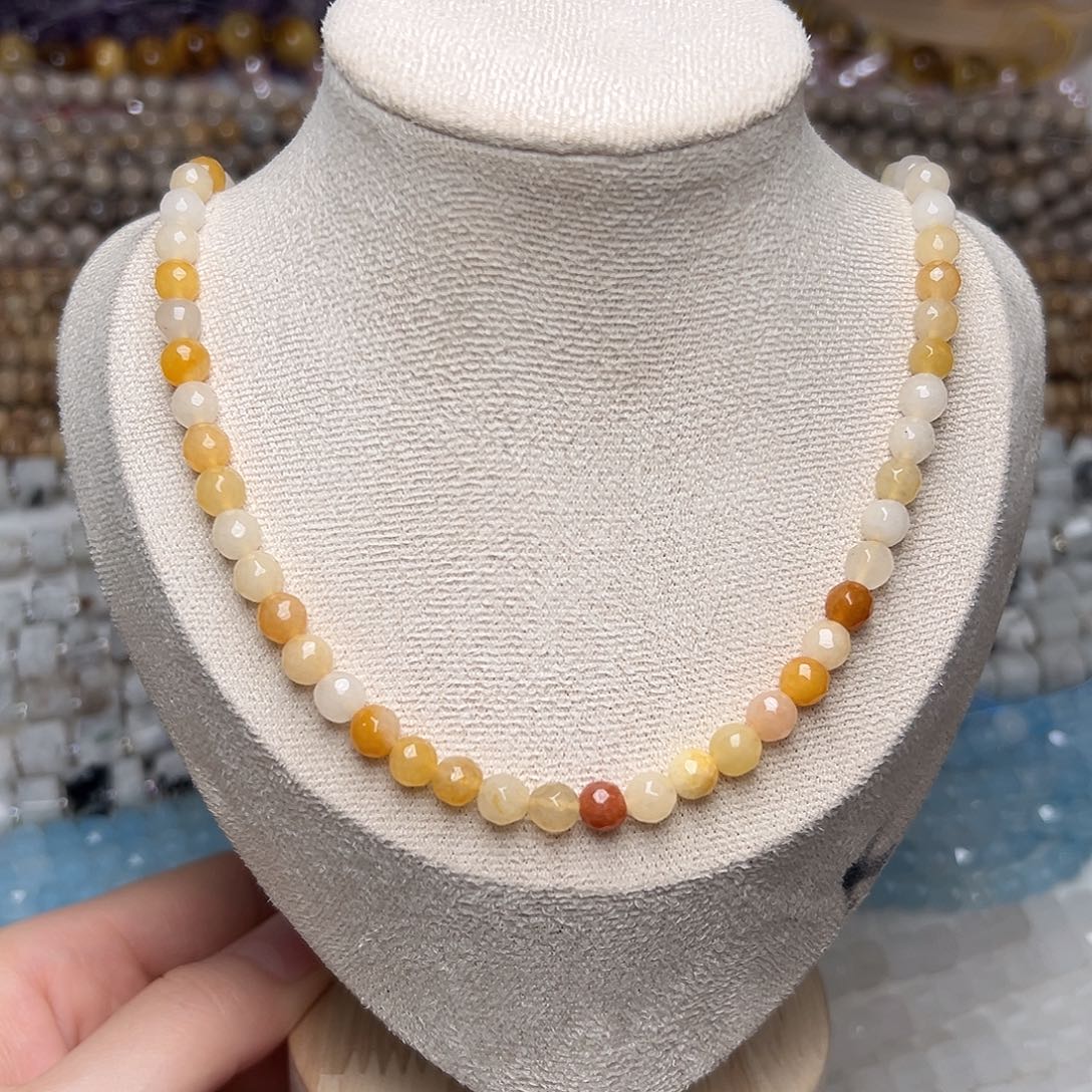 玛瑙/玉髓合金珠宝半成品Y49。5.8mm刻面圆珠一条