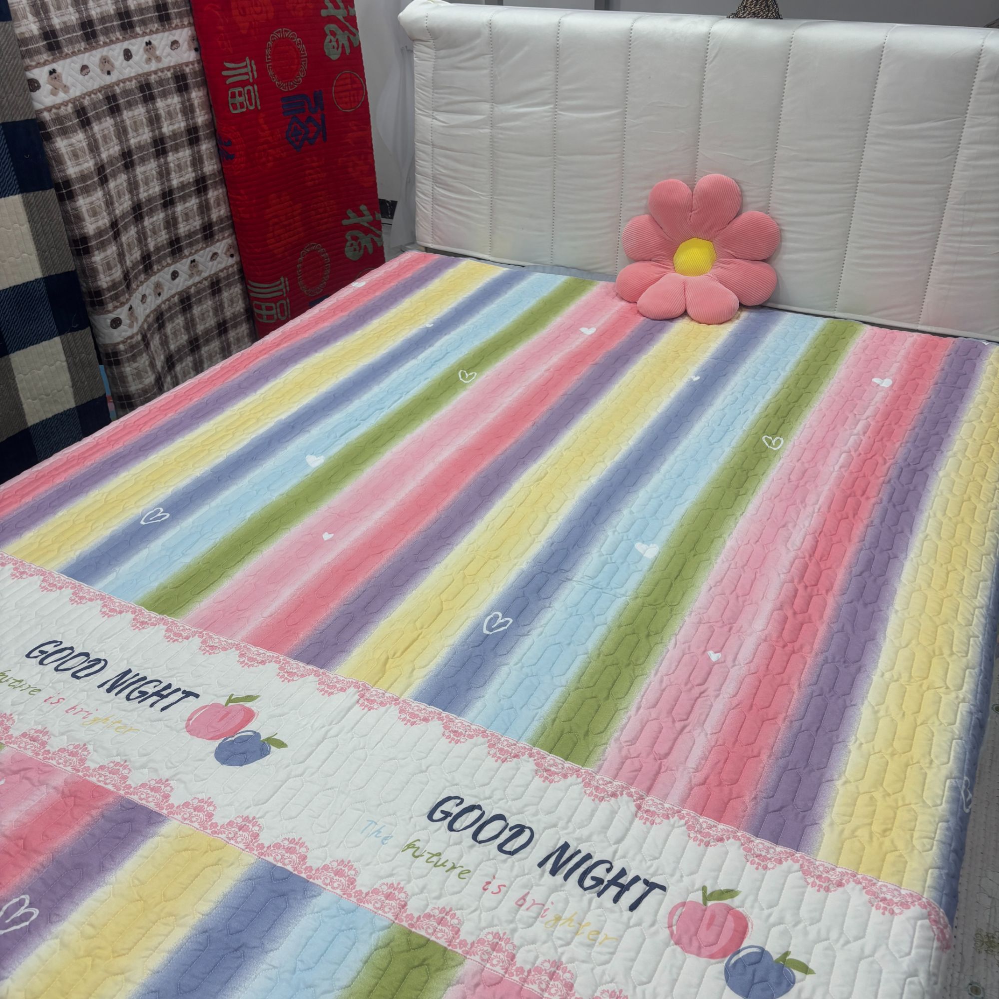 四季通用新款双面绗缝通用三层夹棉双面花通用多功能床盖防滑