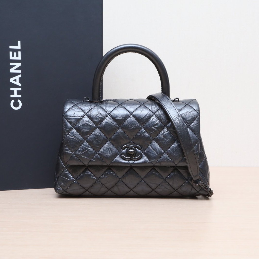 99新 Chanel/香奈儿 小花Jerry P205227537 Handle 小号 黑色29开