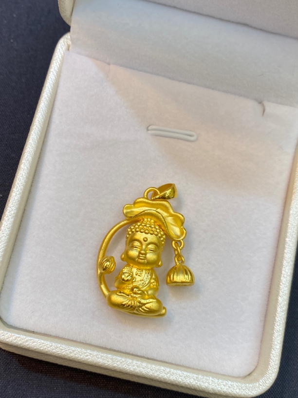足金999莲花弥勒佛吊坠
