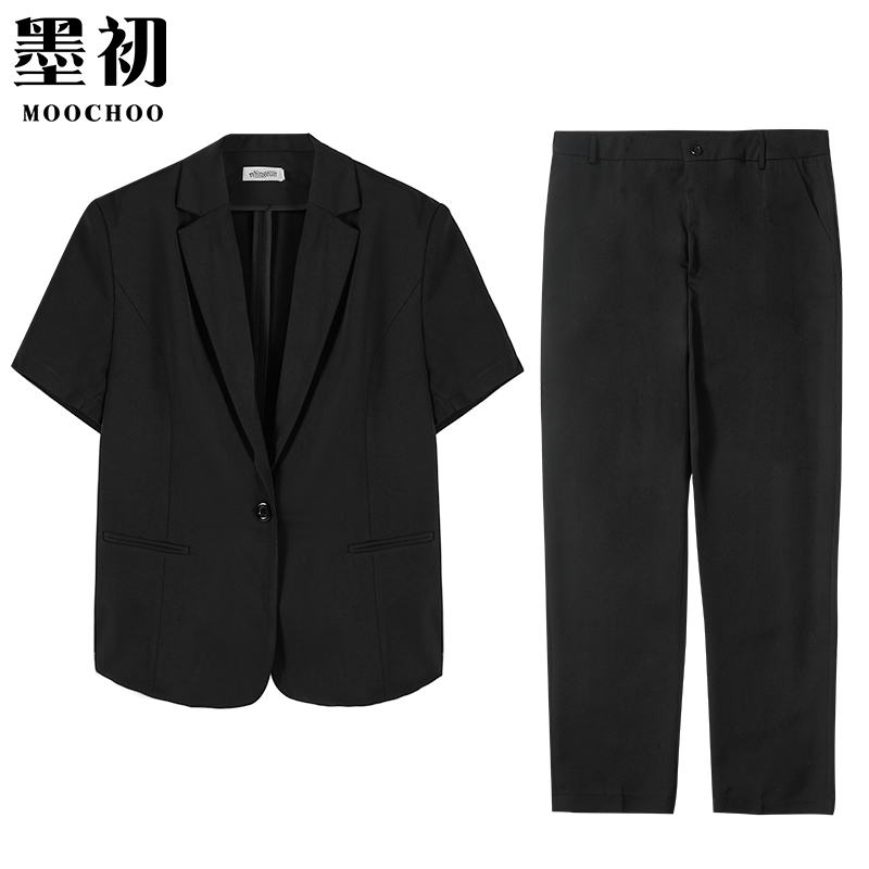 短袖西装外套女大码薄款职业正装加肥工作服200斤胖mm西服套装夏