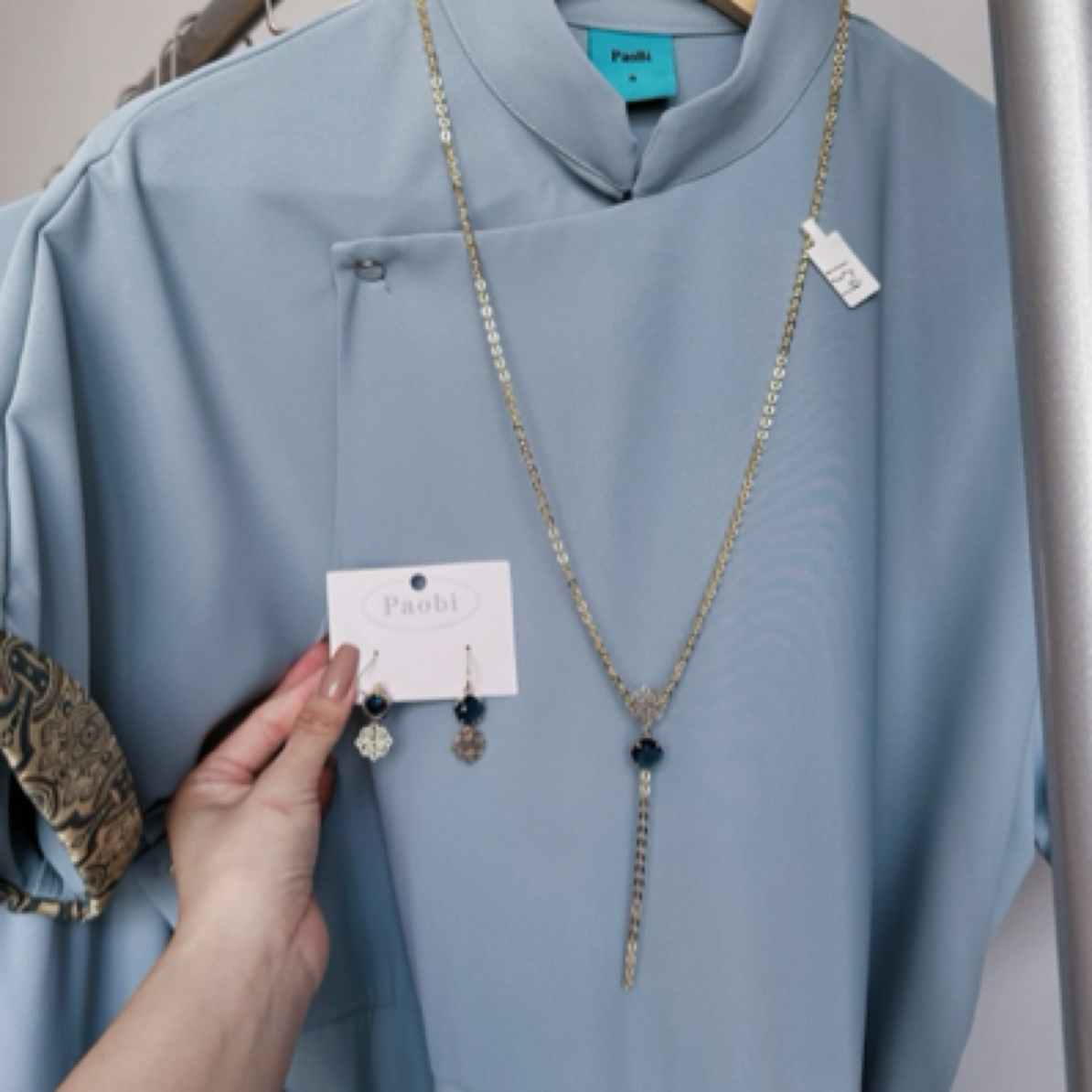 铜合金锆石耳饰 耳环➕毛衣链套装 过敏民族风 不过敏不掉色 百搭