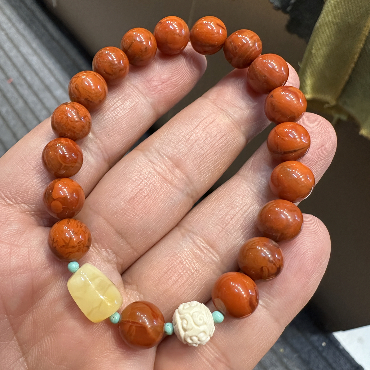 天然满肉火焰纹南红单圈手串珠子项链9mm左右时尚百搭款女款手串