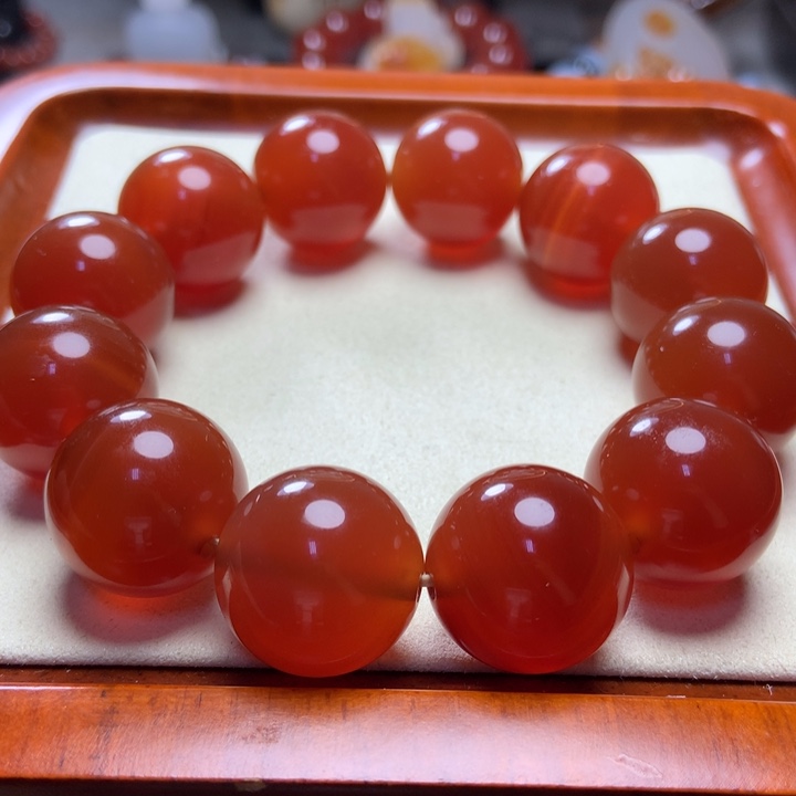 玛瑙/玉髓手串未镶嵌橘红 糖心玛瑙 冰底