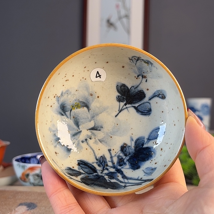 摆件景德柴烧茶杯多人