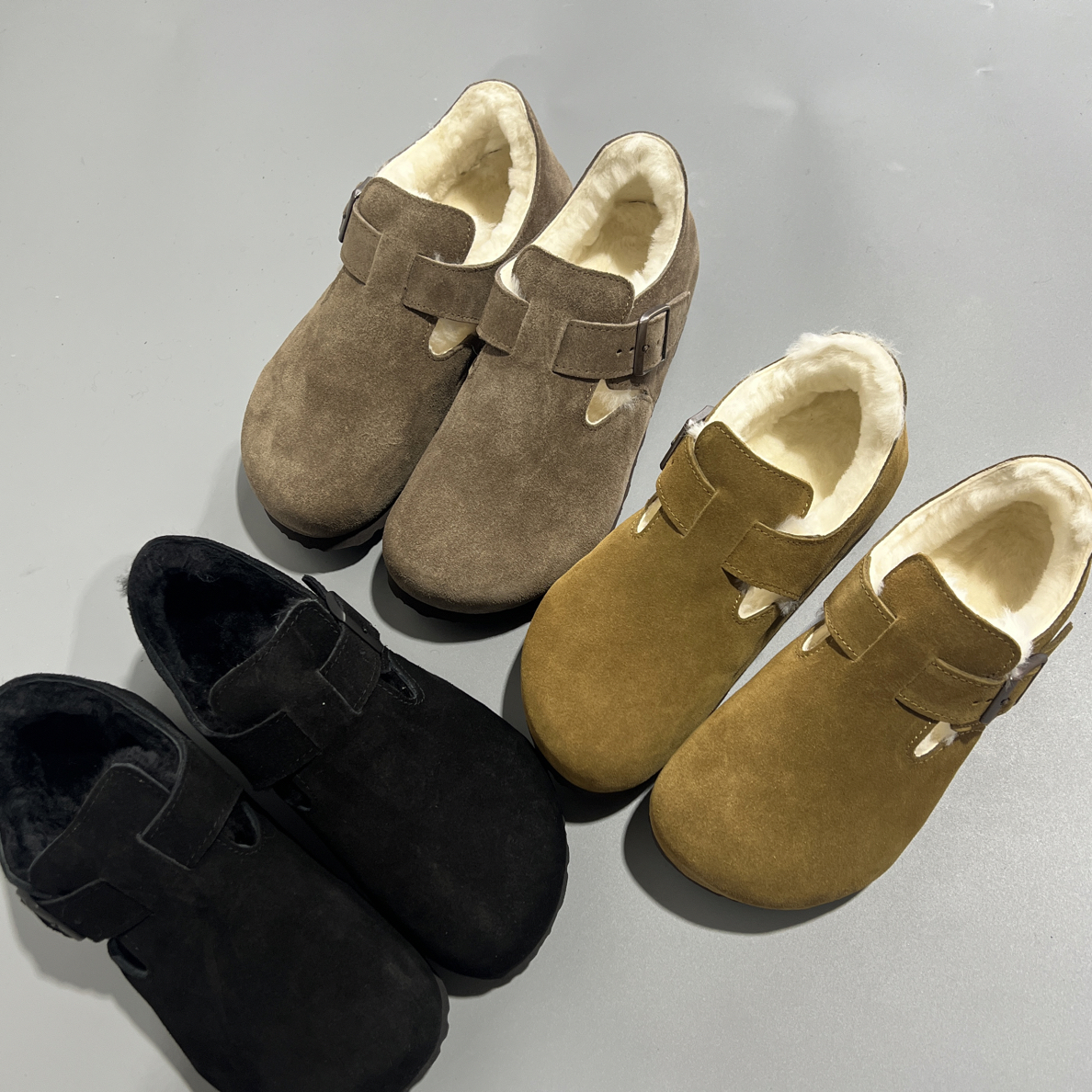 特牛反绒+羊毛一体保暖女式单鞋