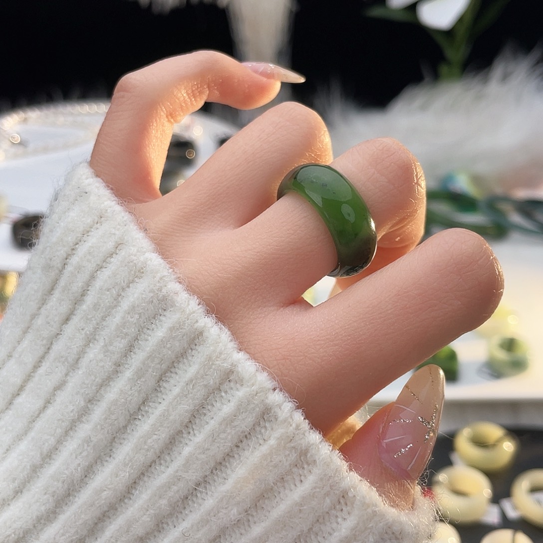 和田玉未镶嵌戒指k105俄白墩墩17.8