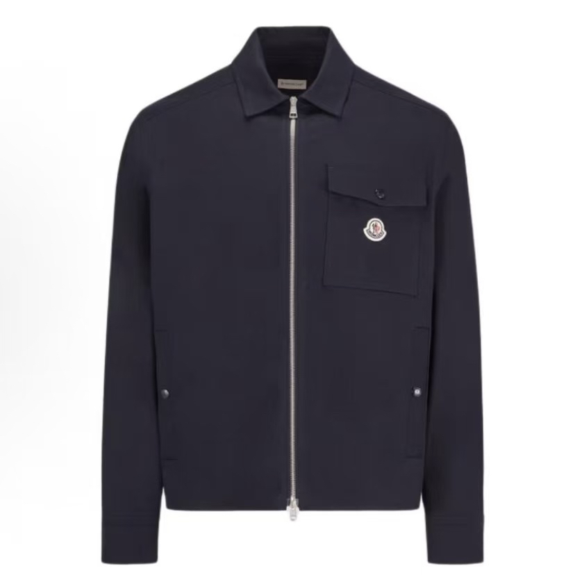 未使用 MONCLER 海军蓝新款胸前刺绣logo翻领外套L码