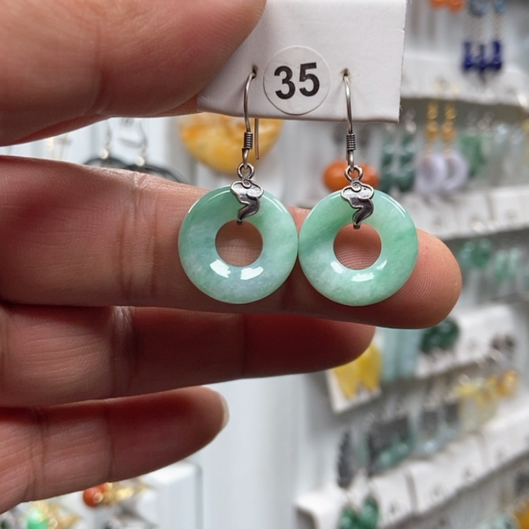 【闪购商品】翡翠耳饰银S925镶嵌耳饰