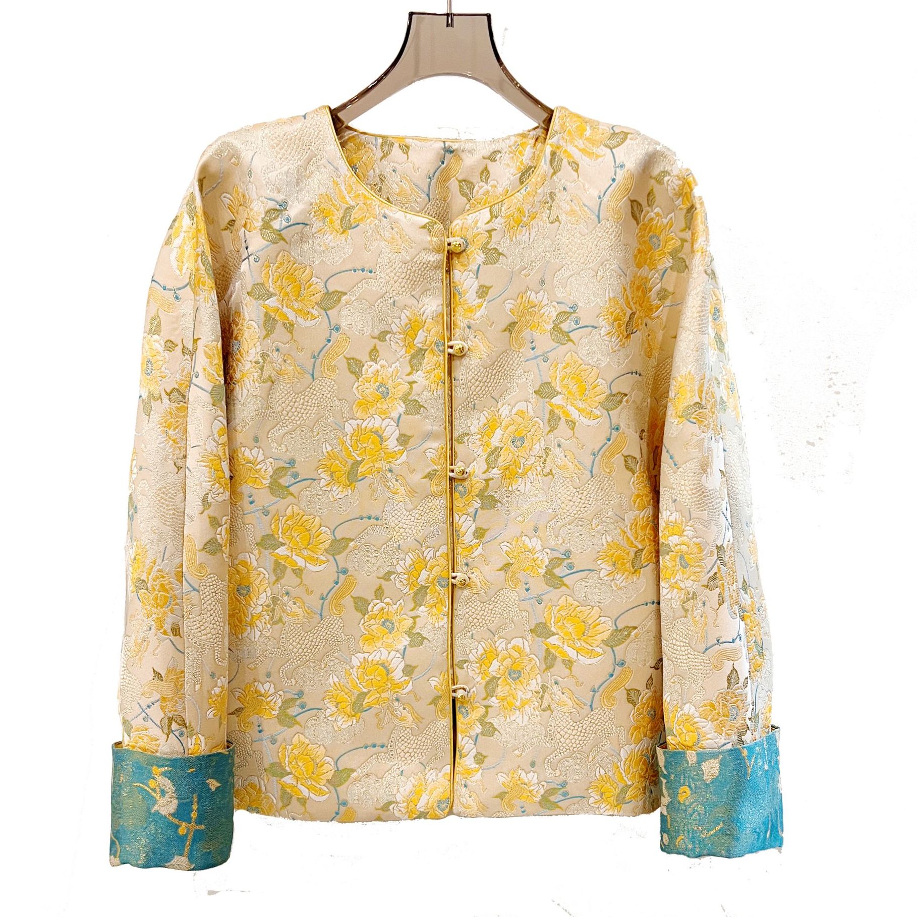 [麒麟牡丹】中国风气质外套宽松圆领时尚复古高级感长袖新中式上衣