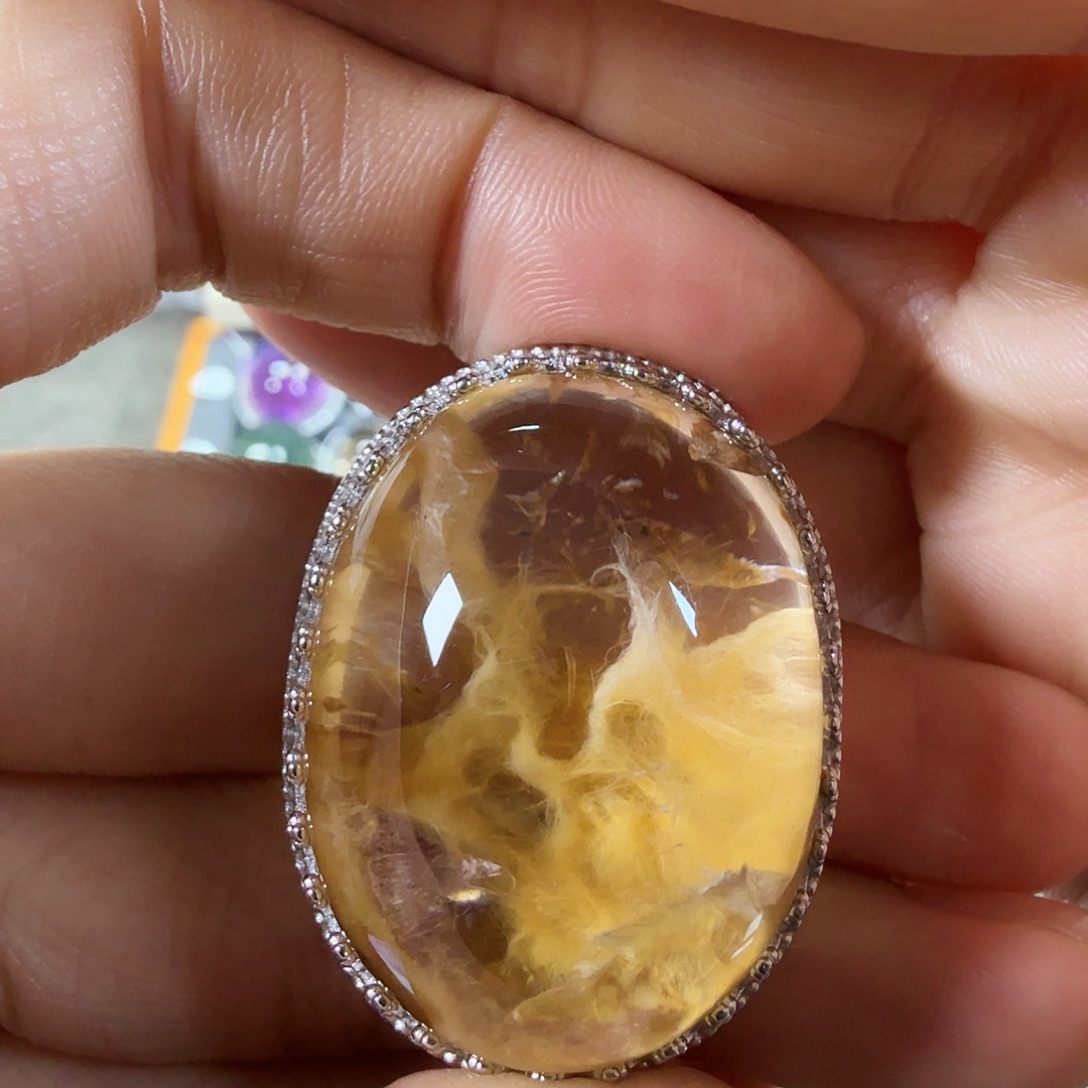 女***猫水晶珠宝半成品银S925镶嵌
