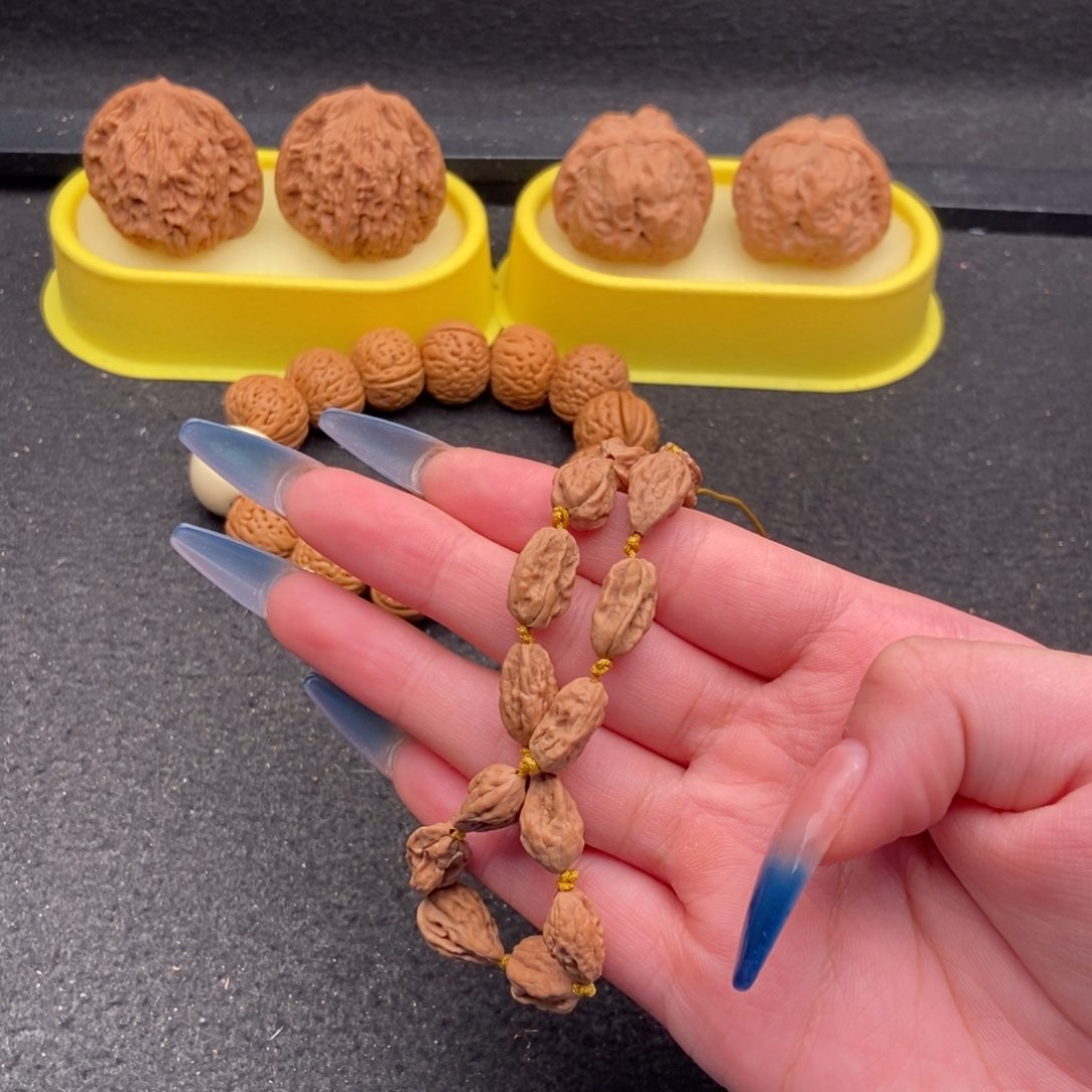 把件文玩核桃蛤蟆头异形手串14颗