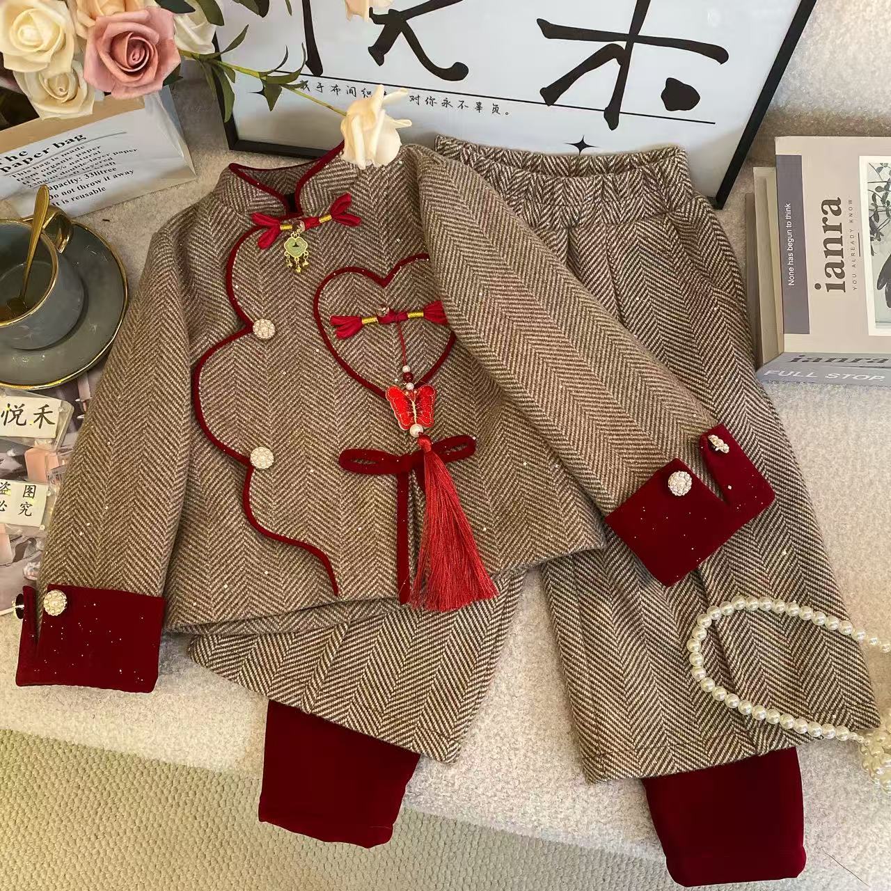 Y3【悦禾】女童新款秋冬韩版百搭洋气加厚童装套装60321