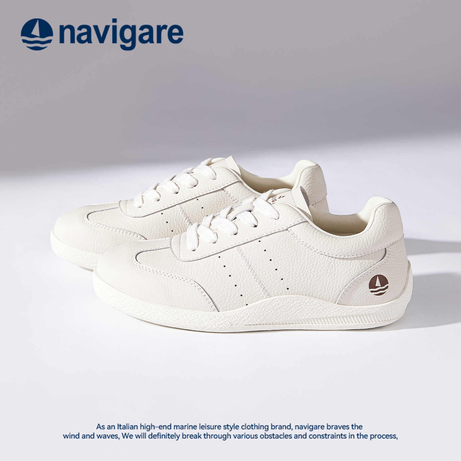Navigare意大利小帆船女鞋2025年秋季胶粘防滑拼色时尚系带休闲鞋