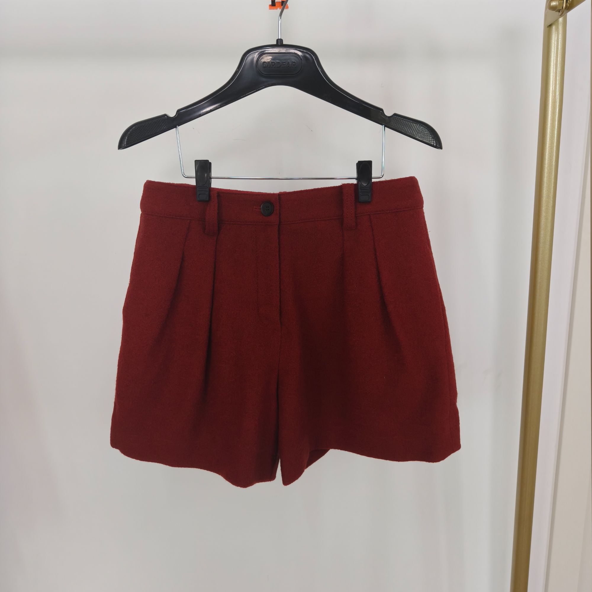 不退不换/哥家 红色短裤保暖高腰气质羊毛1001-100191