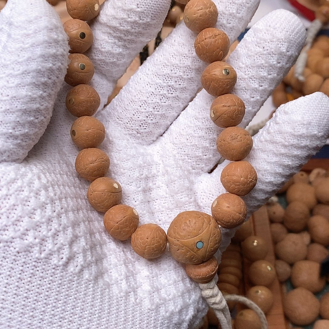 凤眼菩提手串镶嵌铜钉小13