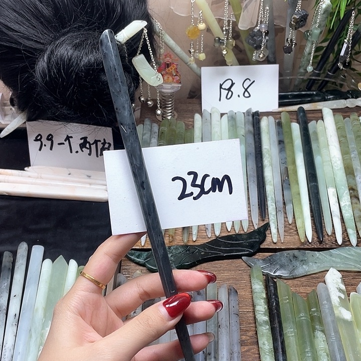 蛇纹石玉发饰合金