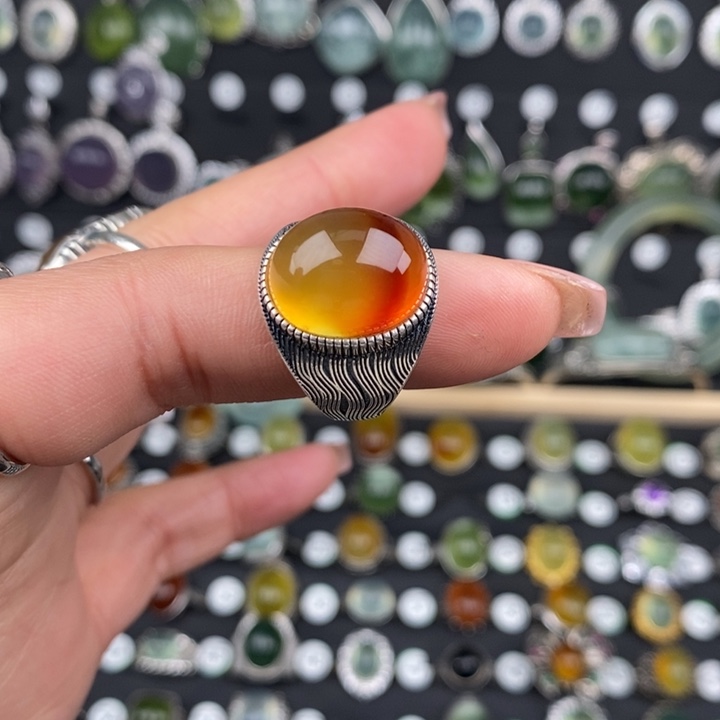 ﹶ***念岫玉银S925镶嵌戒指