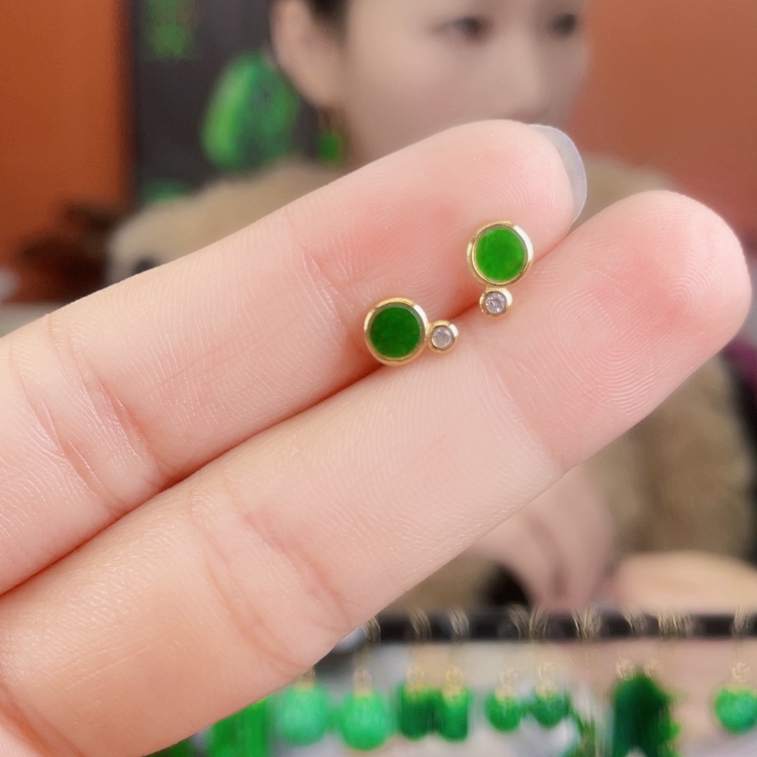 翡翠银S925镶嵌耳饰