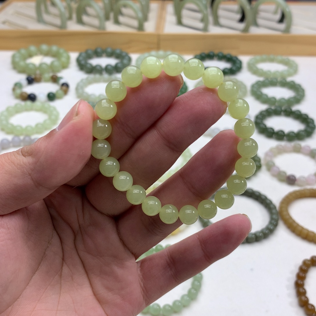 和田玉手串（黄口8）未镶嵌