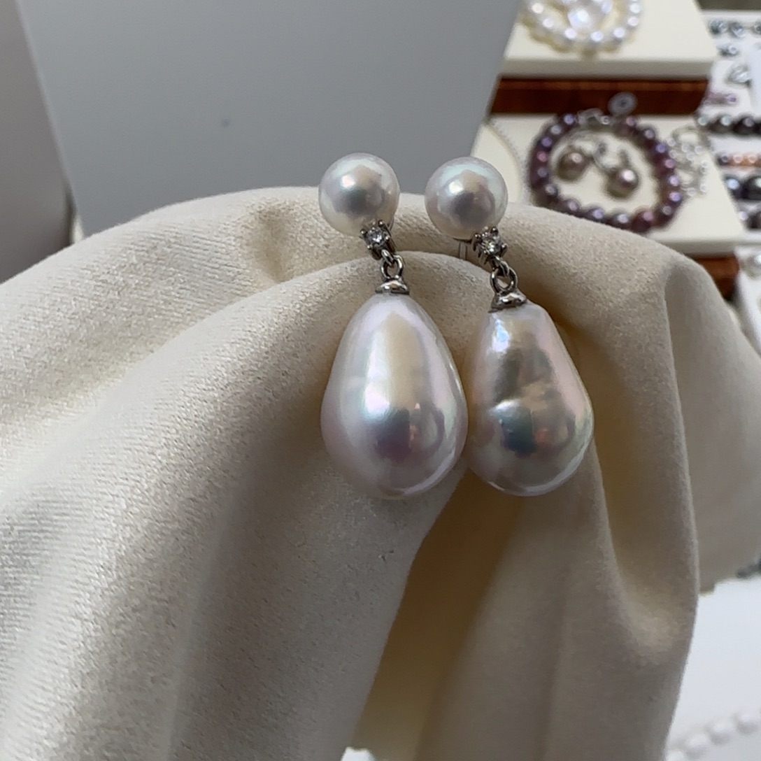 银S925镶嵌耳饰淡水珍珠