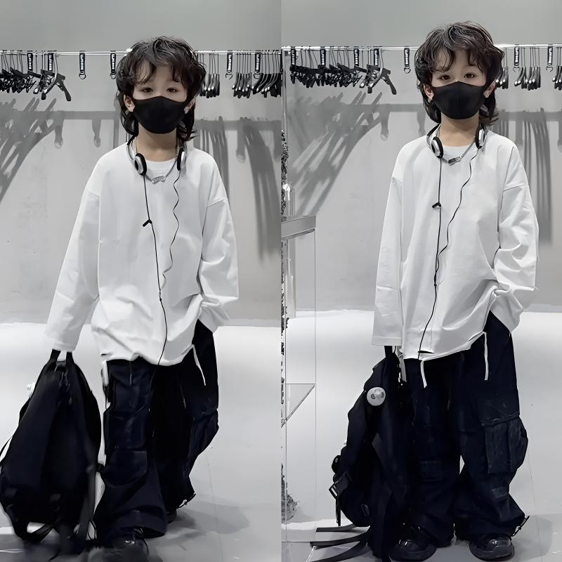三乐乐家儿童韩版春秋休闲洋气破洞中大童帅气潮酷长袖上衣宽松二