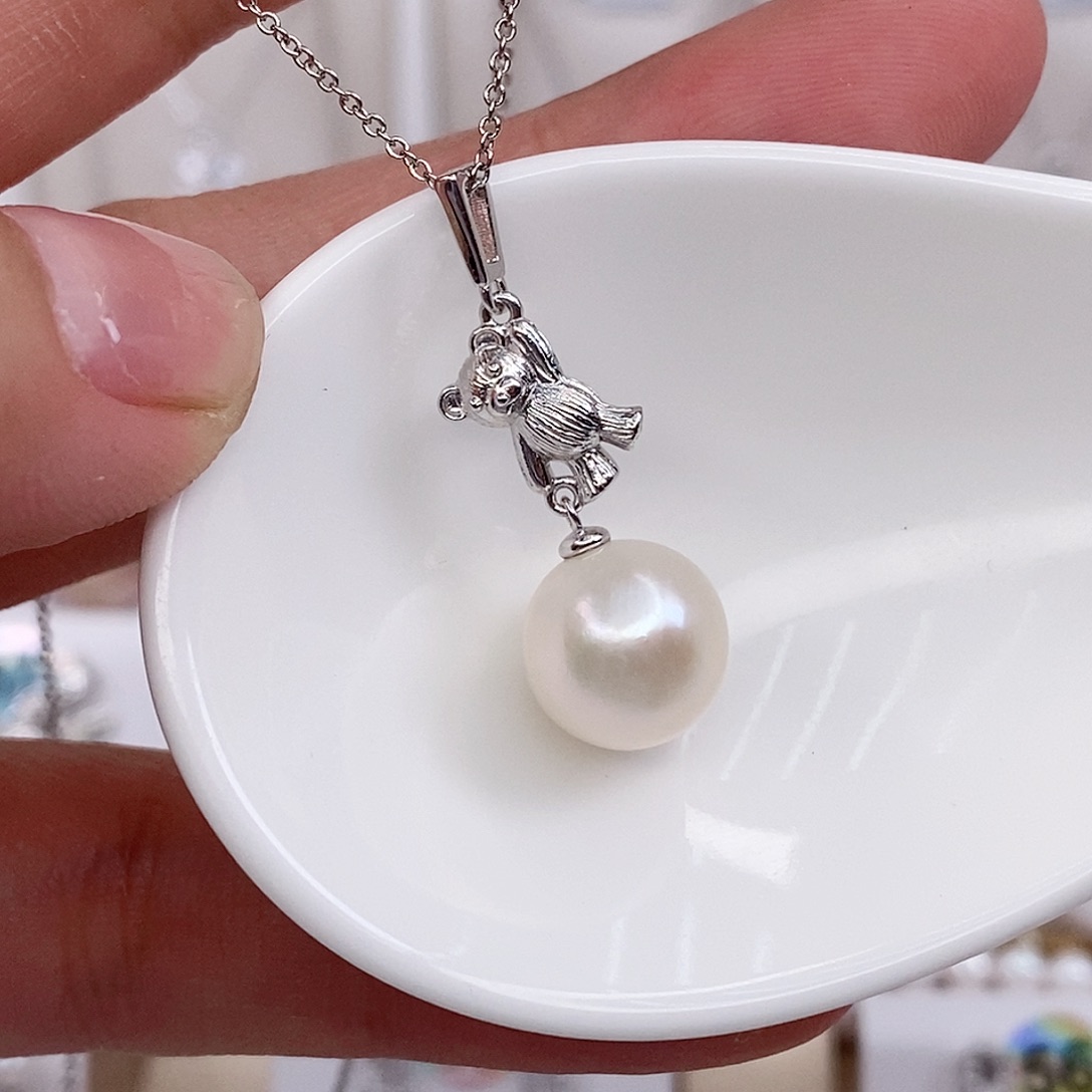 淡水珍珠银S925镶嵌吊坠(赠链)