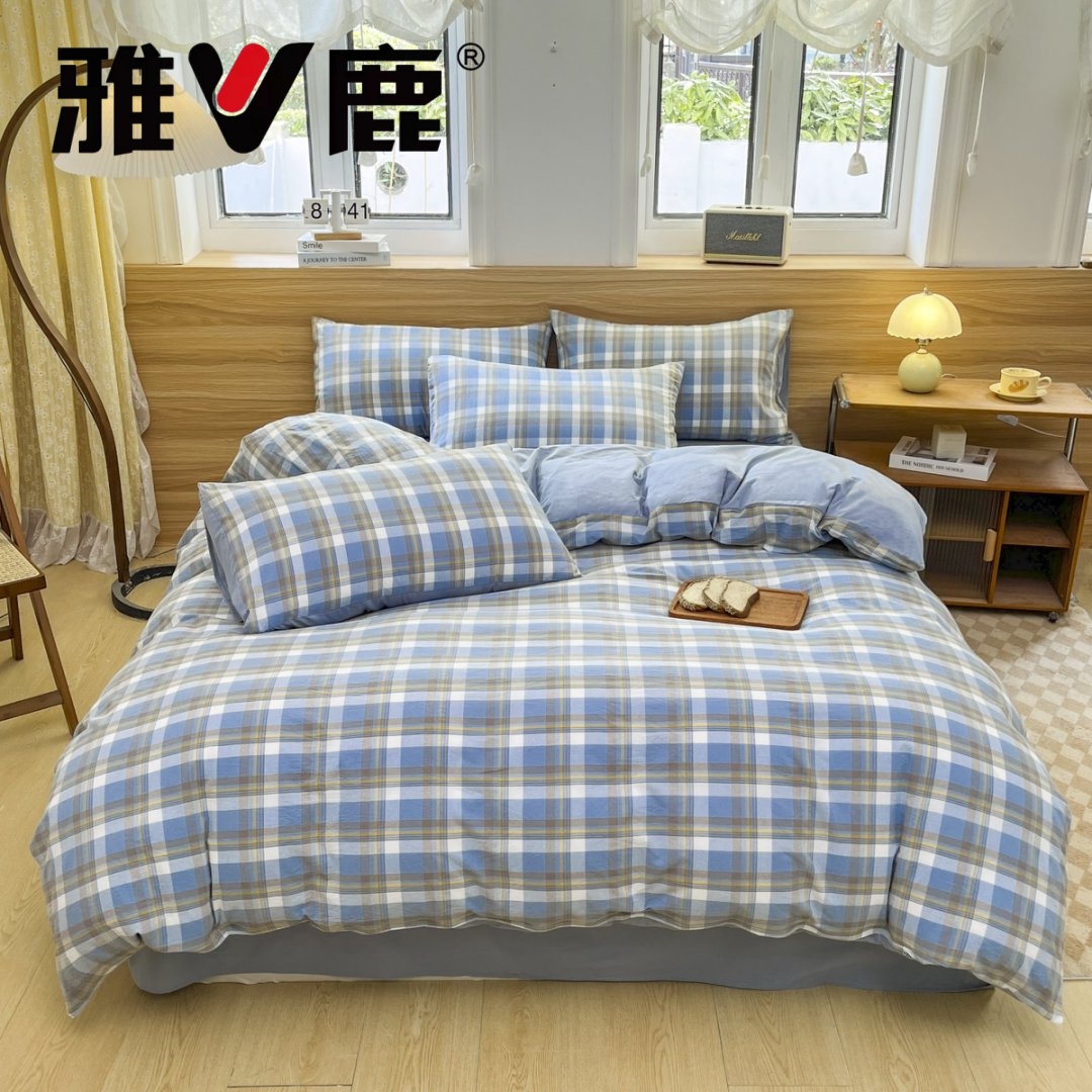 无印风格子被套单件新款学生宿舍无印风被罩家用被子内胆套