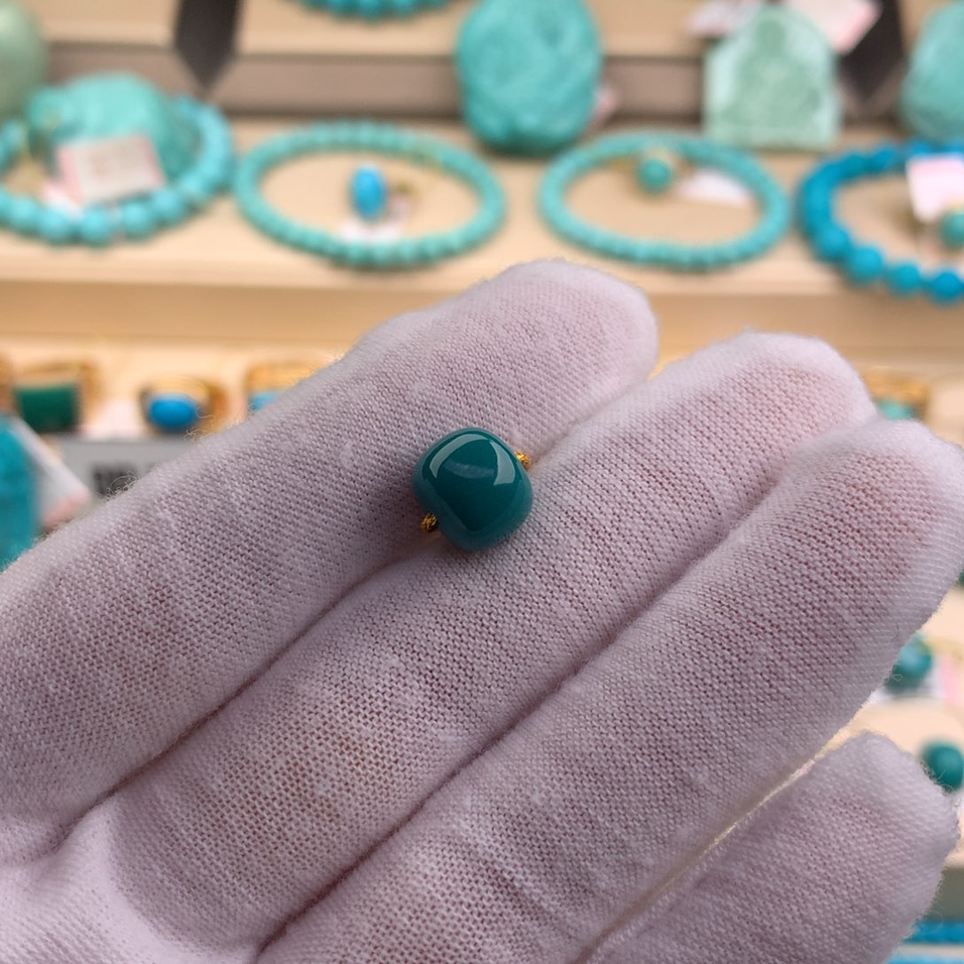 绿松石珠宝奇石未镶嵌9.5*8mm