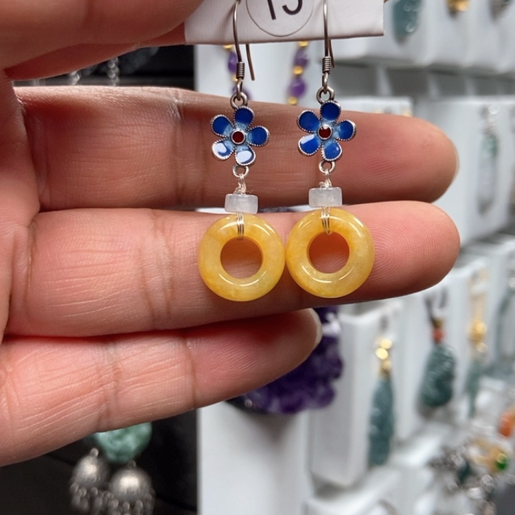 【闪购商品】翡翠耳饰银S925镶嵌优化耳饰