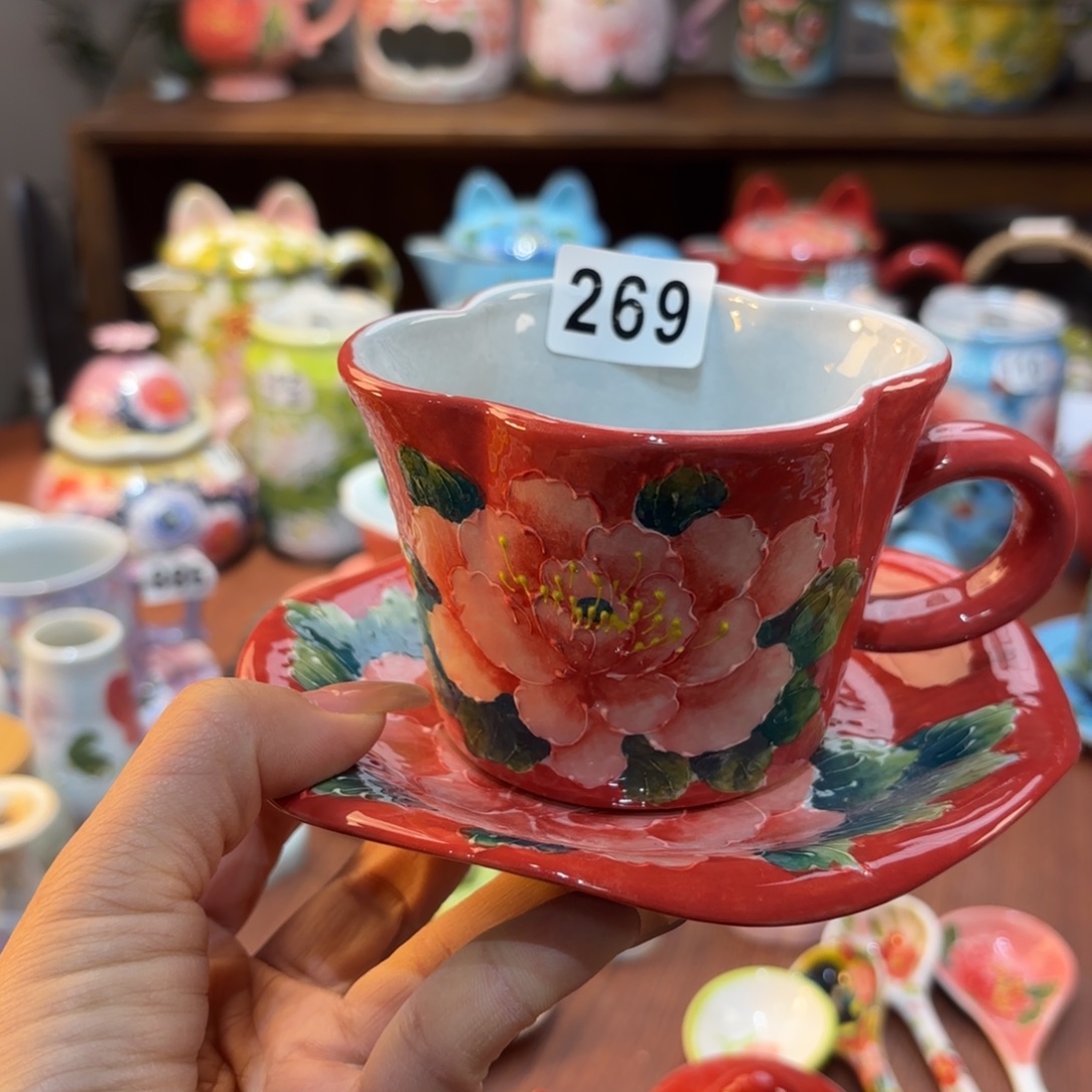 摆件景德镇手绘高温釉下彩陶瓷茶具