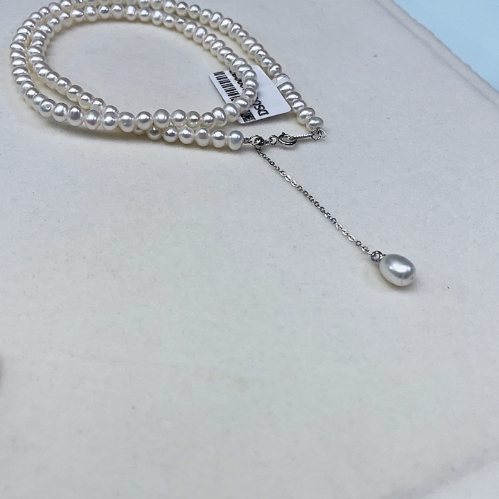 颈饰淡水珍珠银S925镶嵌卡4➕极光白炫彩