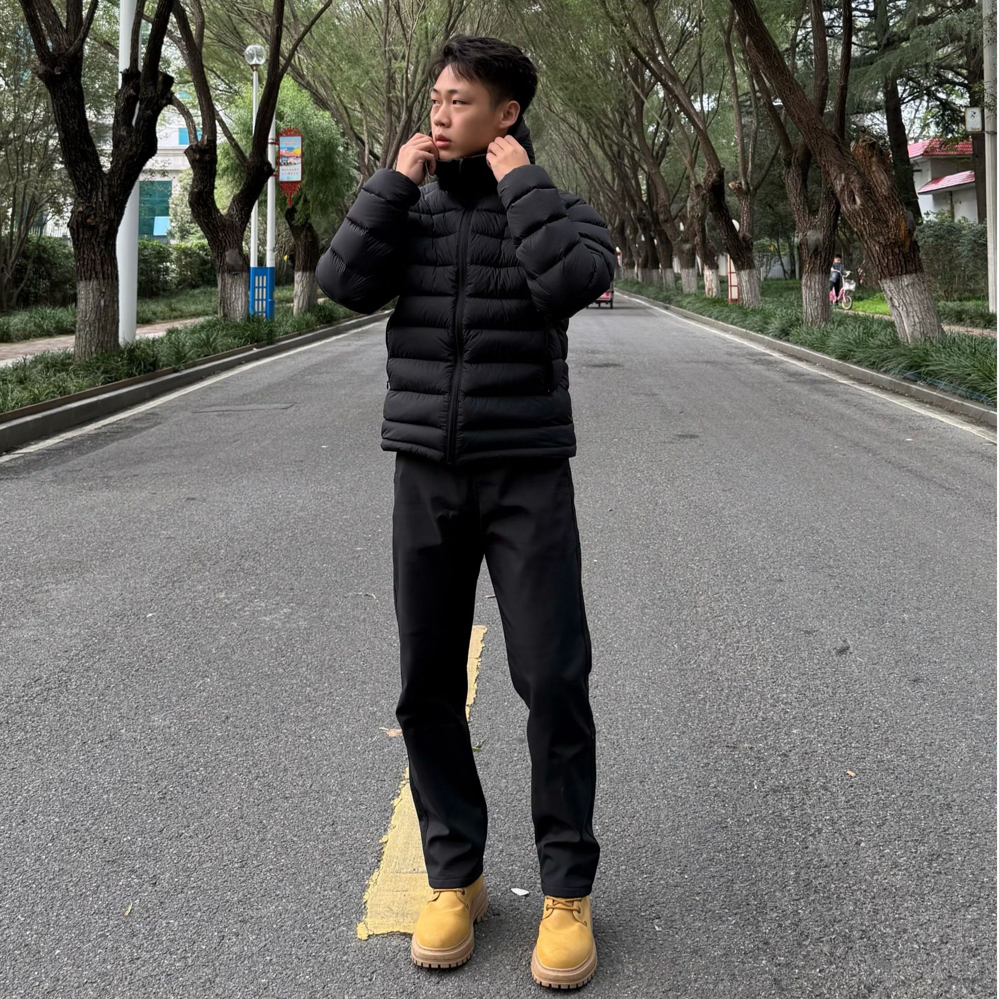 【ST】冬季户外冲锋裤男士防风百搭休闲运动情侣黑色修身加厚直筒裤