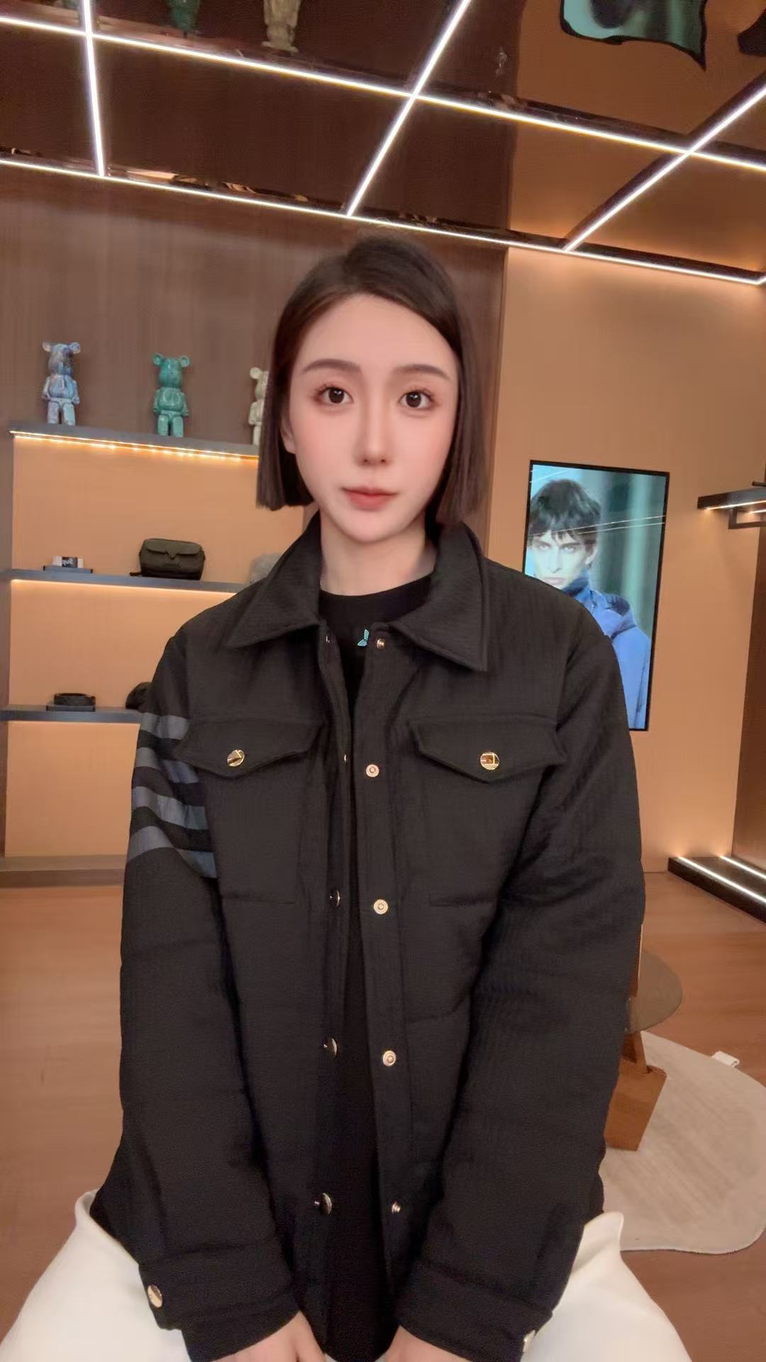 【T999】2025秋冬新款男女同款百搭四道杠衬衫式保暖羊毛外套1