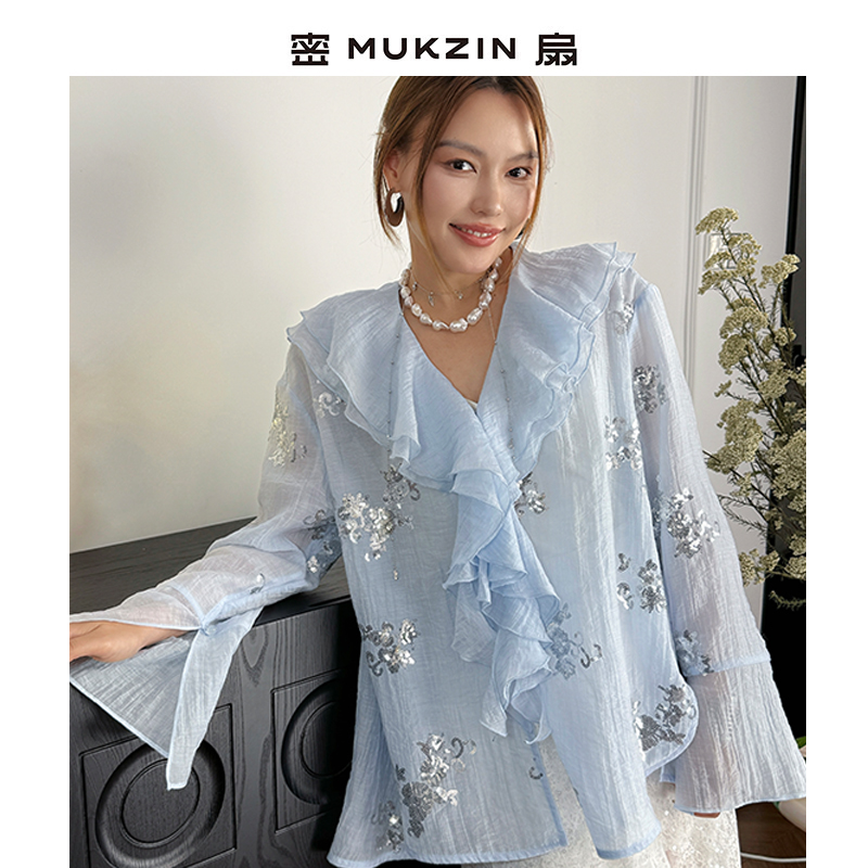 密扇「墨雨云间」系列新中式显瘦复古衬衫M253A03138801