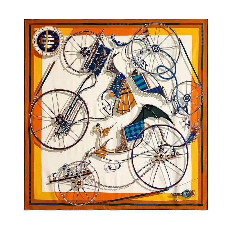 羊毛桑蚕丝【平衡马车】86丝毛方巾双面异色丝毛保暖围巾披肩Q757