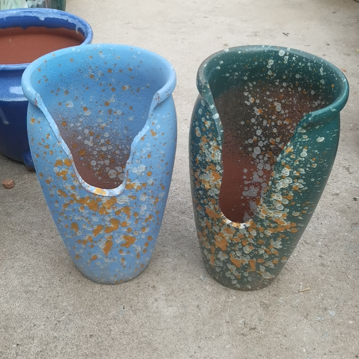 红陶口14高26两个盆