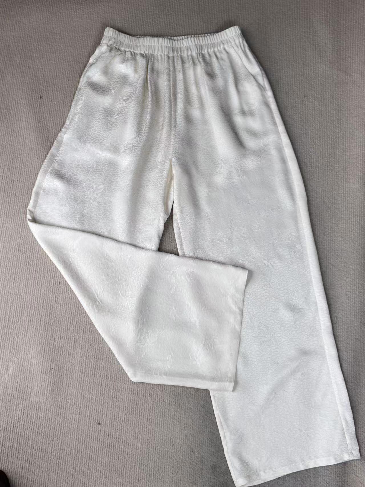 【白色杭萝裤】100桑蚕丝新中式杭萝裤