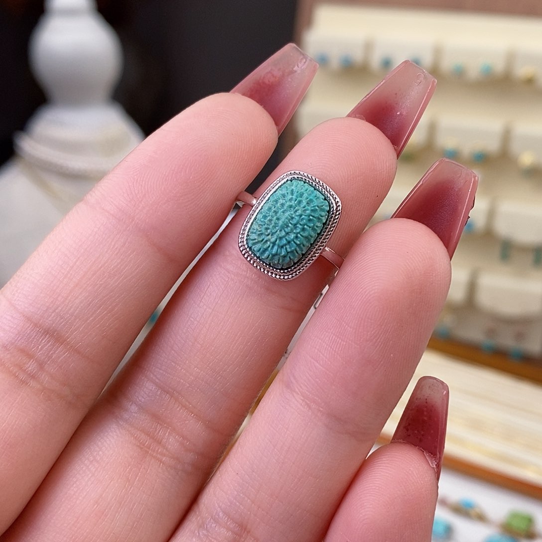 绿松石戒指银S925镶嵌