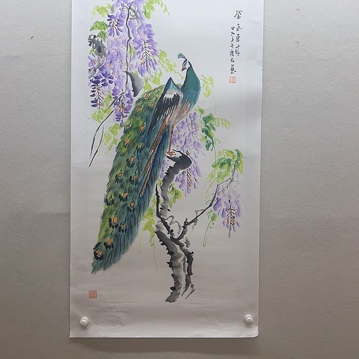 书法三尺整张孔雀