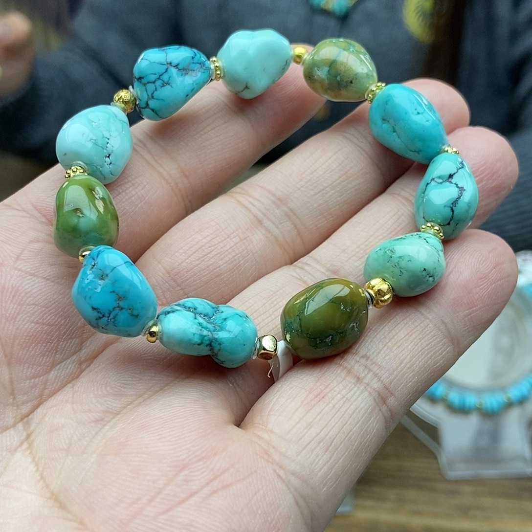 绿松石未镶嵌手链多宝手串