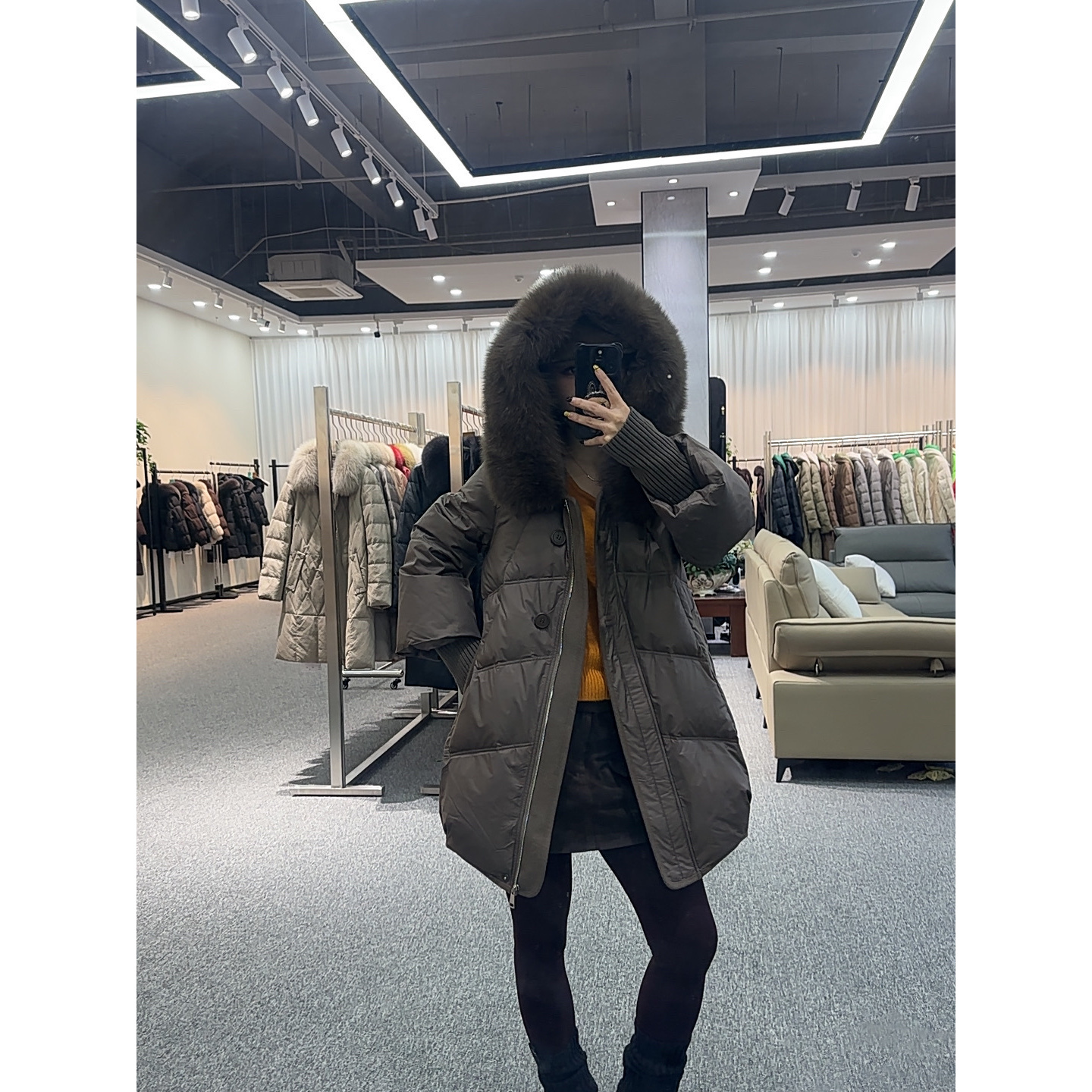 秋冬新款 90白鹅绒 真毛狐狸毛领中长款气质显瘦时尚加厚保暖558