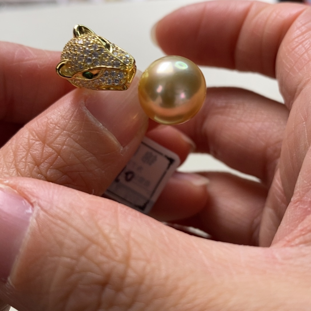 海水珍珠戒圈银S925镶嵌