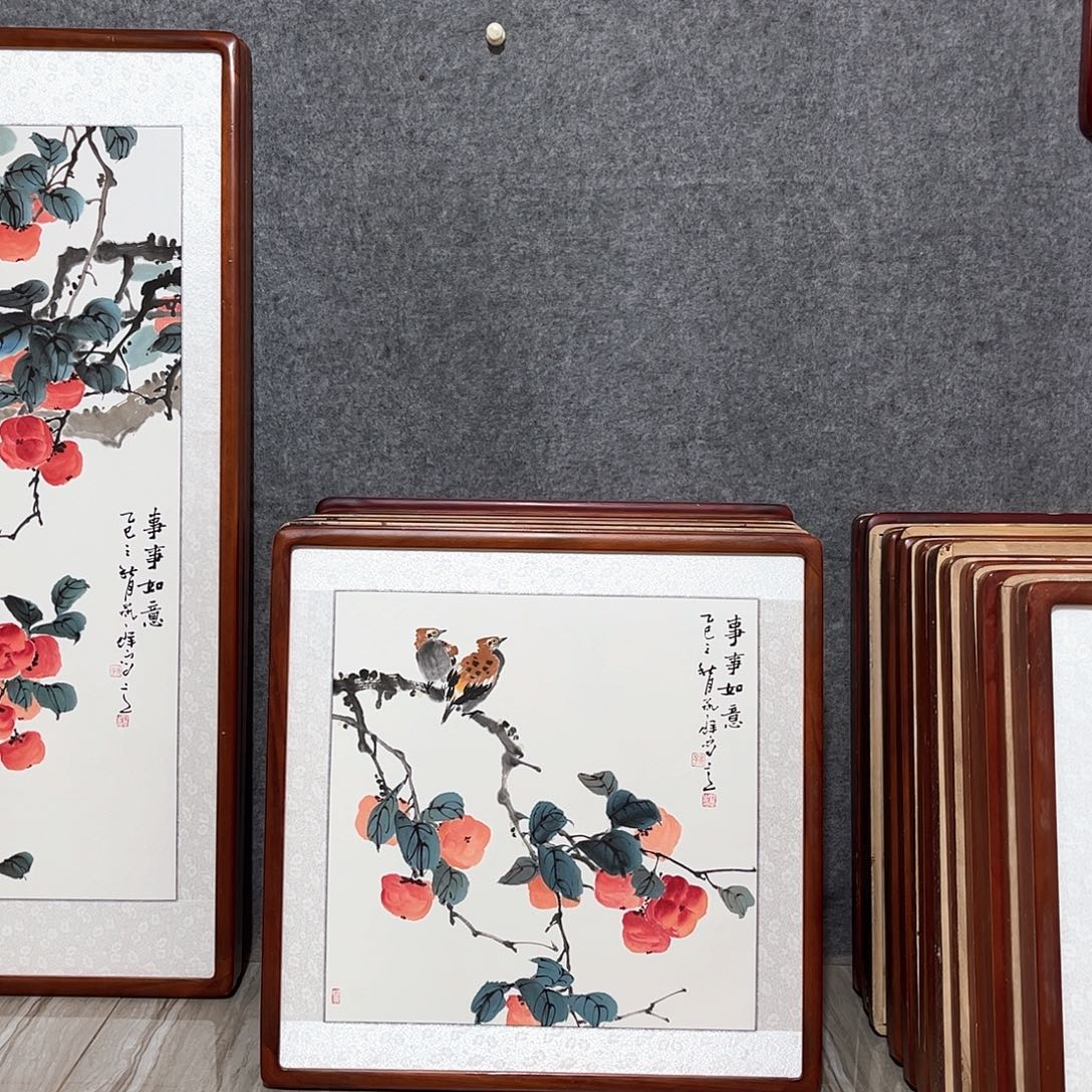 国画书画作品带框63×63